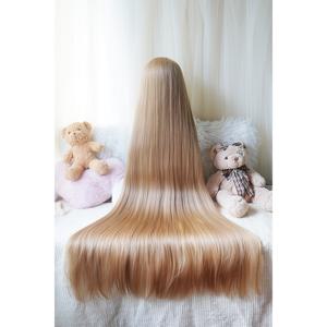 TEMU 48인치 120cm 초장머리 헤어 코스프레 파티 가발 (로즈, 커피 브라운, 핑크, 골드 색상), 성인용 가발 캡 포함