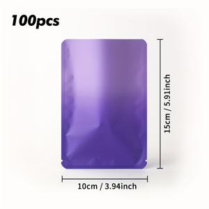 TEMU 100개 그라데이션 플랫 옐로우 & 핑크 3면 밀봉 알루미늄 포일 백, 양면 차광 알루미늄 포일 백, 마스크 샘플 포장 백, 블라인드 박스 포장 백, 파우더 & 액체 분량 포장 백