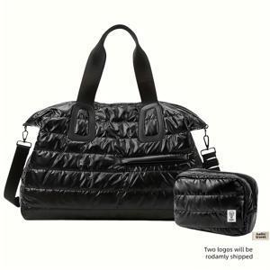 TEMU 대용량 여행 토트백 2개 세트, 스타일리시한 짐백 세트, 스포츠 토트백, 아웃도어 트레이닝 백, 요가 핸드백, 싱글 숄더 러기지 백, 토트백 및 메이크업 가방 세트, 노트북 수납 공간이 있는 다기능 핸드백