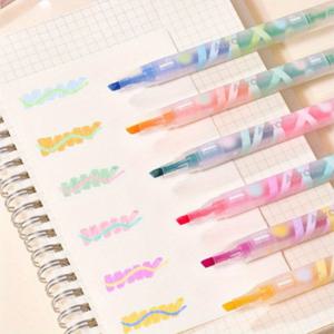 TEMU 오로라 6팩 듀얼 팁 글리터 마커 펜, 매직 글로우 하이라이터 - 저널링, 창의적인 스케치, 메모 작성에 필수품, 개학 시즌, 사무실 필수 아이템