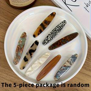 TEMU 5개 혼합 우아한 다기능 헤어 클립 세트 - 거북이 껍질, 프린트, 대리석 패턴, 메탈릭 컬러가 특징이며 엣지 컨트롤, 캐주얼 및 포멀 스타일에 적합한 헤어 액세서리, 패션 디자인, 천연 성분 아이콘