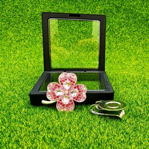 TEMU [선물 상자] 반짝이는 네잎 클로버 골프공 마커 - 자석 모자 클립 및 공 위치 마커, 사용하기 쉬운 골프 액세서리, 그린 위치 정렬에 적합, 골프 애호가를 위한 이상적인 선물