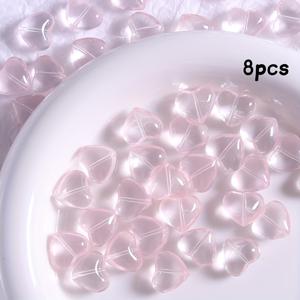 TEMU 8개 젤리 색상 하트 모양 유리 비즈, 주얼리 제작 및 추가에 적합, 팔찌 및 목걸이 재료