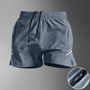 TEMU 남성용 런닝 반바지, 여름 아이스 3점 바지, 마라톤 훈련, 야외 아침 러닝, 속건성 얇은 피트니스 바지