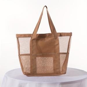 TEMU 1개 대형 나일론 비치백 메쉬 배수구, 여행, 휴가, 쇼핑용 멀티포켓 접이식 토트백 - 가벼우면서 튼튼하며 스타일리시한 디자인의 남녀 공용 비치백