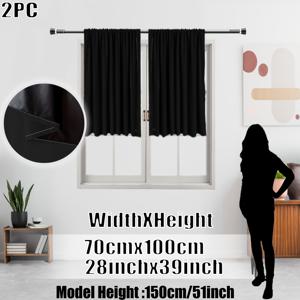 TEMU 2개입, 클래식 단색 100% 암막 주방 커튼, 베이지, 그레이, 실버리, 블랙, 네이비 블루, 로터스 핑크, 그레이-블루, 그레이-그린용, 8가지 색상 선택 가능, 로드 포켓 상단, 블랙 안감 코팅, 소음 차단, 자외선 차단, 온도 균형 조절, 실내 온도 균형 조절, 어두운 환경, 프라이버시 보호, 주방, 침실, 거실, 사무실, 다이닝룸에 적합