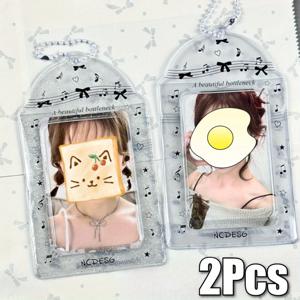 TEMU 2D K팝 음표 테마 카드 홀더 2개 세트 - 아름다운 별이 빛나는 디자인, 아이돌 사진 카드에 완벽, 교통 카드 및 직장 ID에 견고함, 스크래치 방지 플라스틱 재질