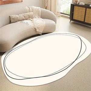 TEMU 모던 베이지 거실 러그, 부드럽고 편안하며 침실용으로 불규칙한 모양, 관리가 용이하며 푹신한 홈 데코