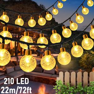 TEMU FACHOI 업그레이드 신형 210 LED 22m/72ft 삼색 선택 가능, 스마트 광센서, 태양광 야외 버블 볼 조명 스트링, 8가지 조명 모드, 광센서 전용, 정원 나무 마당 웨딩 파티 페스티벌 할로윈 크리스마스 장식용