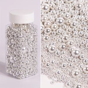 TEMU 95g/3. 골든 화이트 진주 케이크 장식 - 컵케이크, 쿠키, 도넛 & 아이스크림용 혼합 사이즈 - 결혼식, 생일, 발렌타인데이, 크리스마스에 완벽 - 식품 안전 플라스틱 베이킹 용품, 케이크 장식 용품