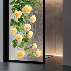 TEMU 우아한 샴페인 로즈 유리 스티커, 홈 데코레이션용, 플로럴 테마 벽 데칼, 자가 접착 및 간편한 제거, 따뜻한 분위기를 연출하는 데 적합