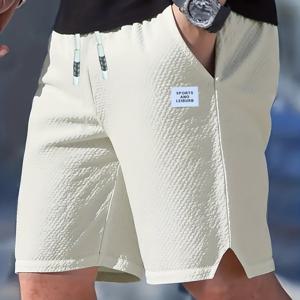 TEMU 독특한 질감의 남성 캐주얼 반바지, 남성용 반바지, 비치 팬츠, 남성 레저 팬츠, 스포츠 조깅 팬츠, 패션 텍스처, 포켓, 여름 스포츠 및 캐주얼 웨어를 위한 가볍고 통기성이 뛰어난 디자인, 페스티벌 선물로 이상적