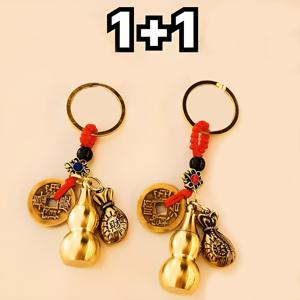 TEMU 재물운 조롱박 엽전 키링 전통 풍수 액세서리 행운 금전운 기원 자동차 가방 장식 선물용 키홀더