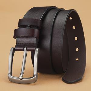 TEMU 남성용 천연 가죽 벨트 1개입, 합금 버클, 곡선형 핀 버클, 청바지에 적합, 캐주얼 바지, 출장, 파티 및 레저 여행에 모두 훌륭한 선택입니다.