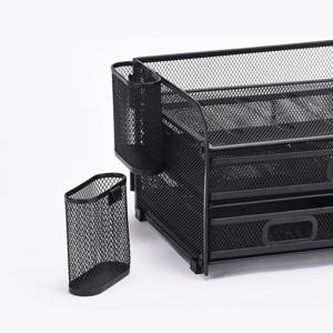 TEMU 책상 정리 펜 홀더 박스, 메시 타원형 정리 펜 홀더, 데스크탑 펜 정리함 및 사무실 정리함, 금속 옆면 걸이형 펜 홀더 - 필수 학용품