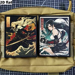 TEMU 2D 평면 일본 애니메이션 캐릭터 패치 천 스티커, 게임 캐릭터 모랄 배지 후크 앤 루프, 팔 패치, 백팩 스티커