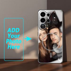 TEMU 폰 케이스: 후면 맞춤 사진이 있는 자석 거울 유리 폰 케이스 - 삼성 갤럭시 S26/S25/S24/S23/S22/S21/S20/울트라/FE/플러스/+/라이트 시리즈 호환. 고화질 프린팅, 자석 충전 및 자석 마운트 지원, 모든 디자인 사용 가능