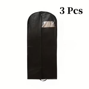 TEMU 3개 세트 헤비듀티 의류 보관용 먼지백, 지퍼 및 투명창 포함 초장형 블랙 스토리지 백, 드레스, 웨딩드레스, 코트, 가운, 스웨터, 정장, 재킷, 셔츠용, 내구성 강화 및 세탁 가능