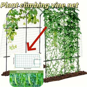 TEMU 튼튼한 녹색 플라스틱 정원 등반 네트 4X4인치 메시 식물 지지 네트, 과일, 채소, 포도, 콩용 27개 섬유 강화