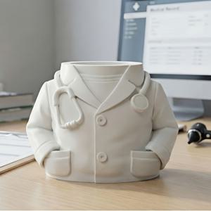 TEMU 진診 가운 펜 홀더兼이聴기(청진기) 장식이 있는 창의적인 탁상용 의사 펜꽂이, 의료 사무실 책상 정리함, 의대생을 위한 창의적인 문구류 장식품, PLA 기본 생분해성