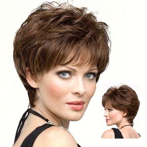 TEMU 패션 여성용 숏 가발, 사이드 뱅 포함, 내열성 합성 섬유 가발, 데일리 웨어, 파티, 특별한 날에 적합한 숏 밥 가발