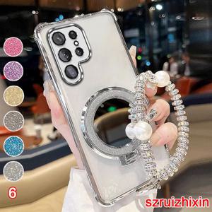 TEMU 삼성 갤럭시 S26 울트라 S26 폰 케이스: 6가지 컬러 럭셔리 메이크업 미러 스탠드 홀더 킥스탠드, 손목 스트랩 브레이슬릿 체인 랜야드, 충격 방지 소프트 백 커버