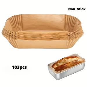 TEMU 53/103개 논스틱 사전성형 베이킹 용지, 사이즈 22.86×12.7cm, 주름진 가장자리형, 일회용 베이킹 시트, 내열성 식품등급 안전, 빵, 케이크, 바나나 푸딩용, 가정 및 상업용 주방용, 오븐 및 에어프라이어용