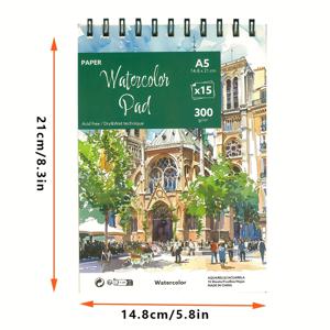 TEMU 대형 사이즈 스파이럴 바인딩 수채화 스케치북 - A5 사이즈, 고품질 두꺼운 표지, 두꺼운 종이 페이지, 드로잉 및 수채화에 적합, 모든 예술가에게 이상적 | 예술적 커버 디자인 | 내구성 있는 바인딩, 생일/크리스마스/선물에 완벽, 사계절 사용 가능
