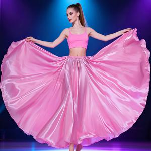 TEMU 여성용 새틴 스커트 원피스 1개, 신축성 있는 허리밴드 포함 - 배꼽댄스, 코스프레, 공주 파티, 테마 코스튬, 댄스 공연에 적합한 맥시/미디 기장 - 배꼽댄스 드레스, 코스프레 의상, 파티 드레스용 신축성 있는 허리밴드