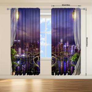 TEMU 2패널 야경 커튼 로드 포켓 창문 처리 방, 사무실, 주방, 거실 및 공부용 홈 데코용