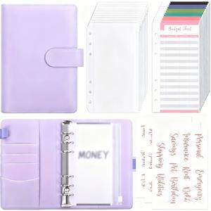 TEMU 현금 봉투가 있는 A6 예산 바인더 - 블랙 머니 오거나이저, 로즈 골드 스티커, 성인용 일일 사무용품