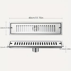 TEMU 스테인레스 스틸 장방형 바닥 배수구, 대용량 배수 필터, 냄새 방지 바닥 배수구, 호텔 샤워실 공학 바닥 배수구, 욕실 용품