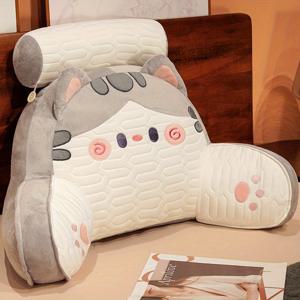 TEMU 귀여운 고양이 모양 베개, 침대 헤드보드에 완벽하거나 소파용 대형 등받이 쿠션으로 사용 가능, 탈착식 및 세탁 가능, 다다미 매트에서 허리 지지에 이상적