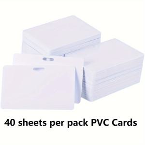 TEMU 2D 가로 PVC 카드, 1팩 40매, 간편한 부착을 위한 슬롯 펀치 포함. 이 빈 카드는 고품질 인쇄에 적합하며, ID 배지, 명함 및 신용 카드에 이상적이며, 흰색 끝입니다.