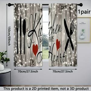 TEMU 2D 플랫 - 2D 플랫 - 1개/2개, 플랫 2D 프린팅, 커피숍 커튼, 농가 주방 커튼, 암막 커튼, 드릴링 불필요, 54*17, 17.78Cm