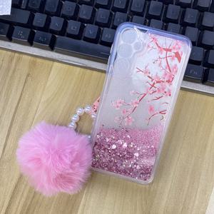 TEMU 휴대폰 케이스 - 고급스러운 창의적인 행운의 핑크 복숭아꽃 패턴 글리터 플로잉 샌드 휴대폰 케이스 (휴대폰 스트랩 포함), 삼성 갤럭시 A14/A15/A24/A25 A34 A35 A52 A53 A54 A55 S22 S23 S24 PRO MAX ULTRA FE 및 기타 모델에 적합