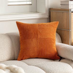 TEMU 1개, 보호 홈 장식 쿠션 커버, 12인치*20인치, 18인치*18인치, 코듀로이 소프트 크로스 패치워크 텍스처 쿠션 케이스, 가을, 크리스마스, 팜하우스 코지 모던 베개커버, 거실 침대 소파용, 베개 삽입 없음