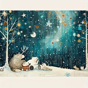 TEMU 현대적인 직사각형 세로 포스터 프레임, 5D 페인팅 키트, 만화 숲 동물 패턴, 벽 예술 공예, 40x50cm - 가정, 사무실 장식 및 휴일 선물에 이상적