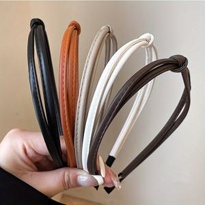 TEMU 5개/세트 인조 가죽 좁은 헤어밴드 여성용, 우아한 세안 헤어밴드, 스타일리시한 헤어 장식