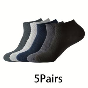TEMU 남성용 대나무 섬유 숏 삭스 5/10켤레, 편안하고 통기성이 좋으며 발목 길이