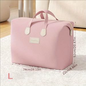 TEMU 1개 핑크색 대용량 수납 가방, 퀼트, 시트, 옷 및 속옷 보관에 적합 - 휴대용, 가벼움, 지퍼 및 손잡이 포함, 휴대 용이, 세탁 바구니, 침대 밑 수납, 크리스마스 선물, 어버이날 선물, 발렌타인데이 선물