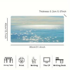 TEMU 라이트 블루 오션 디자인 HD 특대형 직사각형 마우스 패드, 미끄럼 방지 내구성 있는 고무 소재, 정밀 스티치 가장자리, 정교한 패턴의 HD 컬러 프린팅, 사무실, 집 장식, 게이밍용 미끄럼 방지 마우스에 적합, 크리스마스, 추수감사절, 할로윈을 위한 남자친구/여자친구에게 이상적인 선물