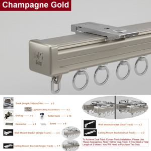 TEMU 2pcs 39in 클래식 알루미늄 커튼 트랙, 조용한 글라이드, 유연하고 모듈러, 측면 마운트 및 상단 마운트, 듀얼 레일 설치, 크로스 액세서리 포함, 거실용 커튼