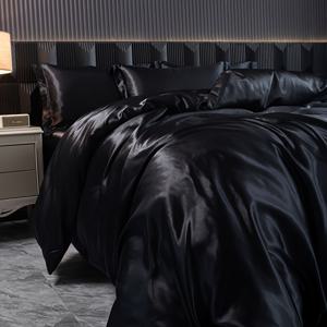 TEMU 럭셔리 새틴 이불커버 세트, 프린팅 및 염색 라이트 솔리드 컬러 침구, 부드럽고 통기성 좋은 이불커버, 침실 및 게스트룸에 적합, 이불커버 1개, 베개커버 2개, 충전재 미포함