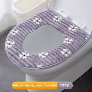 TEMU 사계절용 플러시 변기 커버 - 접착식 버클, 두꺼운 세탁 가능한 피부 친화적 욕실 매트