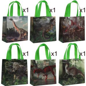 TEMU 6개 24개 정원 파티 숲 공룡 테마 프린트 접이식 토트백 파티 소형 선물 핸드헬드 선물 가방 생일, 개학 선물 포장 가방, 쇼핑 가방, 소매점 포장 가방, 크리스마스, 할로윈에 적합