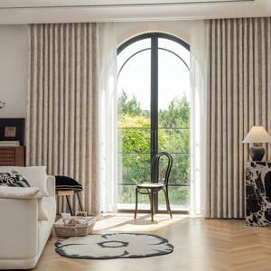 TEMU 프렌치 럭셔리 샤넬 자카드 커튼 2pcs 세트, 거실·침실용 유리문 포함 후크 및 백탭