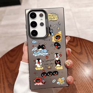 TEMU 귀여운 펭귄 디자인 폰 케이스 - 갤럭시 S25 울트라, S24 플러스, S23 FE, S21 프로, S22, S20+, A03S, A05S, A14, A31, A53, A34, A10, A04E, M04, A33, A35, A55, A72, A71, A70, A22, A16, A06, A20S, A54 호환 - 스테인리스, 패셔너블, 트렌디