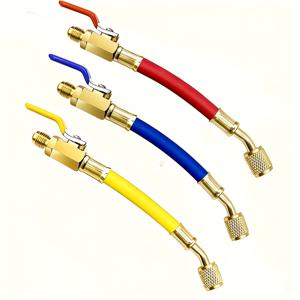 TEMU R134A R410A R22 R12 에어컨 충전 호스 및 볼 밸브 세트, HVAC 볼 밸브 호스 1/4