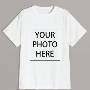 TEMU 【맞춤제작】남성용 티셔츠, 사진 업로드 가능/가족/연인/반려동물/친구, 블랙 컬러 티셔츠, 휴일 선물, 기념일 선물, 팀빌딩 유니폼, 뮤직 페스티벌 의상, 그를 위한 선물, 반팔, 파티복